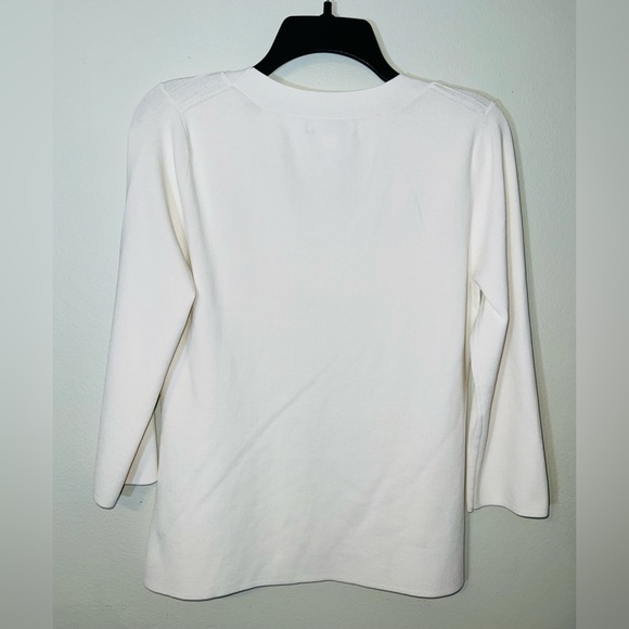 Cable & Gauge Women’s 3/4 Sleeve Round Neckline Comfy Ivory Viscose Top! Size L. - Picture 7 of 12